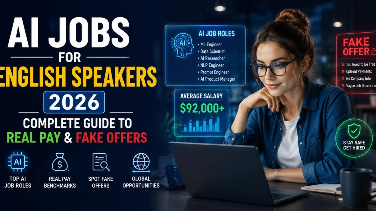 AI Jobs for English Speakers 2026: Complete Guide to Real Pay & Fake Offers